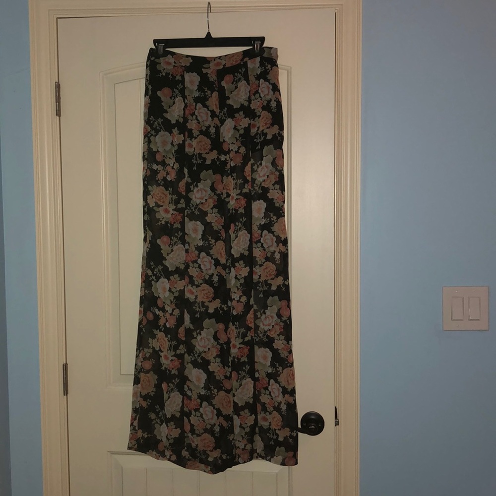 Long black, sheer, patterned pants